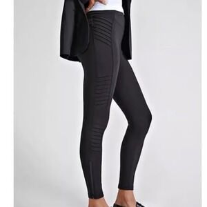 ATHLETA | Black Delancey Pleated Moto Tight Ankle Zip Leggings